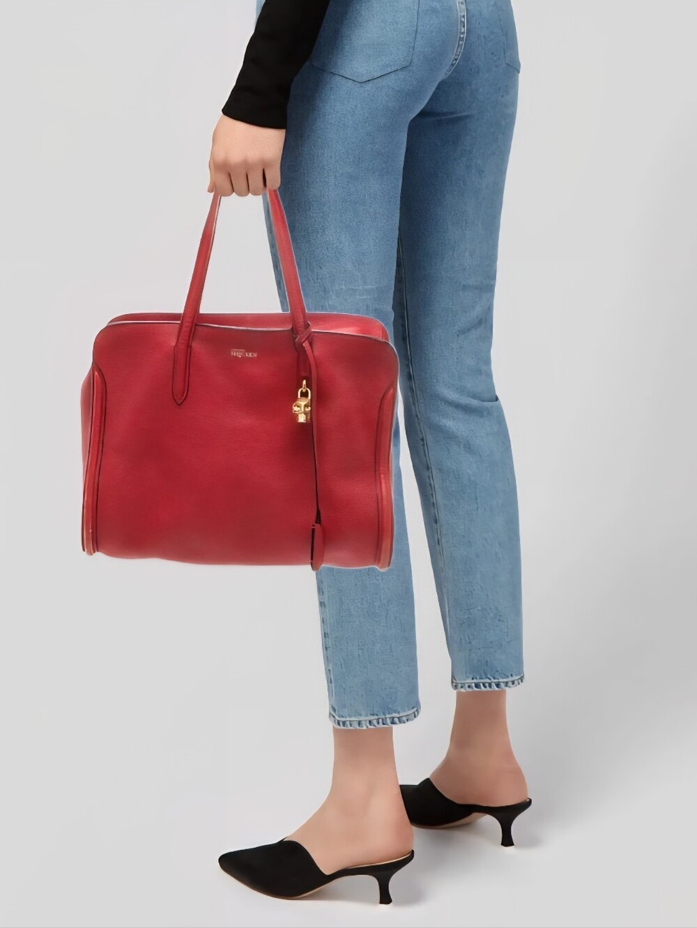 Alexander McQueen Large Skull Padlock Red Leather Satchel. excellent condition - Picture 10 of 16